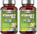 Organic Vegan Whole Food Vitamin D2 (2 Pack), 2000 IE (50 mcg), To Ingredienser (Organic Whole Mushroom Organic Vegan Capsule), Non- GMO, 120 dages forsyning
