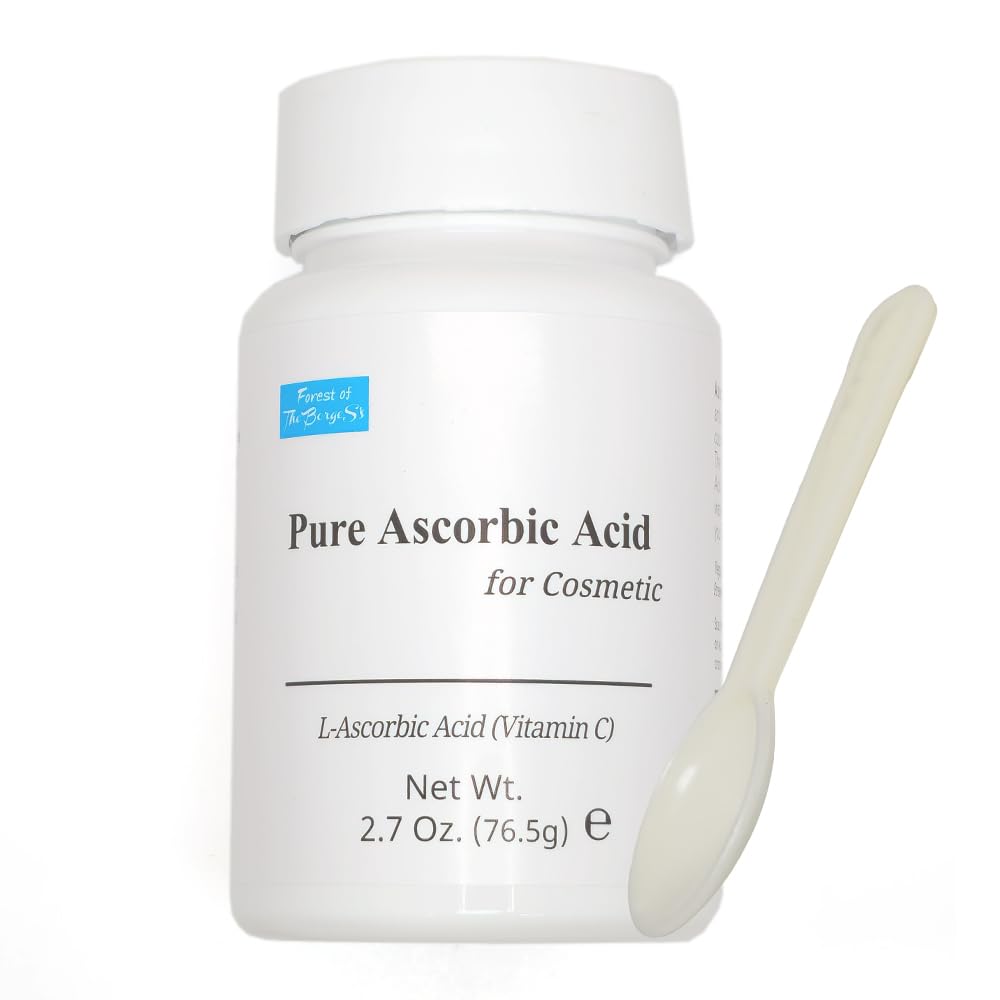 Pure Ascorbic Acid Kosmetic, 2.7 oz. 76.5g Pure Vitamin C Pulver til ansigt, Hud, Emne brug, L- Ascorbic Acid Pulver, VIT c Pulver, Mini Spoon Inkluderet.