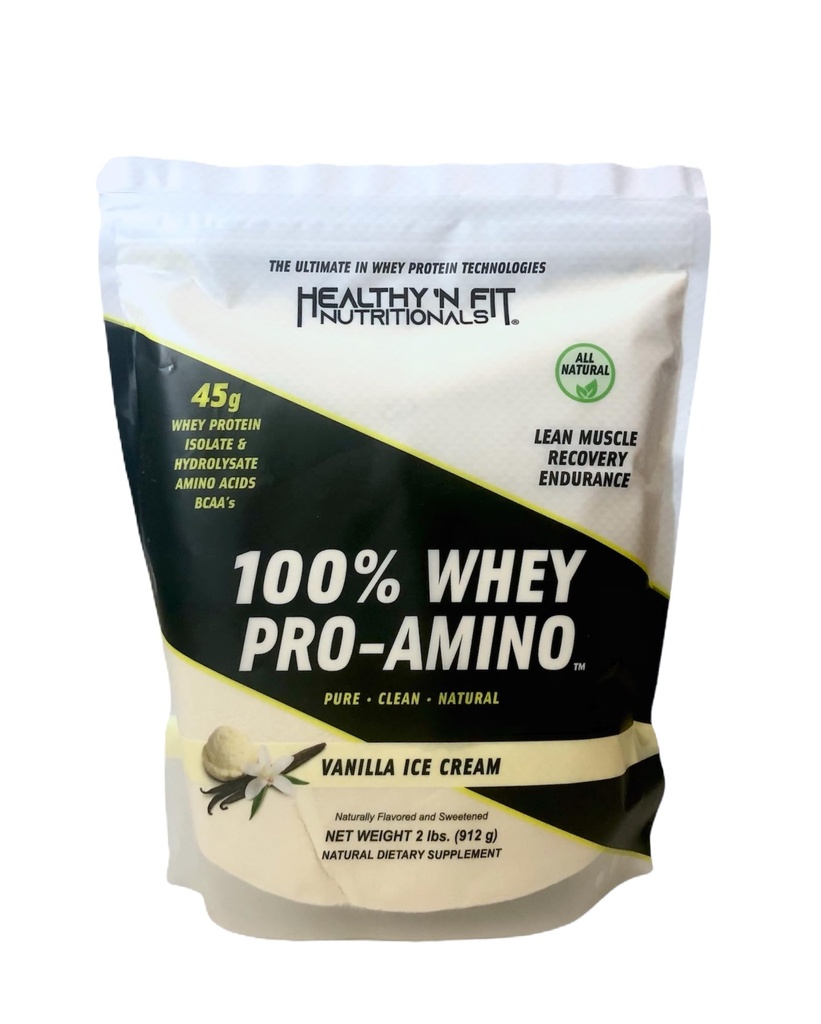 Sund 'N Fit 100% WHEY PRO- AMINO v2.0- Vanilla (2lb): 100% Whey Protein PLUS Peptider Fra Amerikas # 1 Mærke i kosttilskud, teknologi og renhed. Vanilla, 2lb.