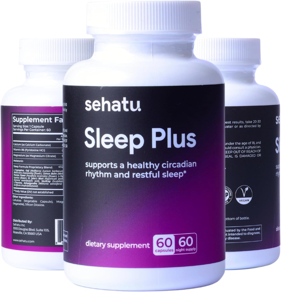 Søvn plus tillæg: 124; med Melatonin, GABA, Ashwagandha, 5-HTP; 124; for mænd og kvinder, der søger en sund søvn-Wake Schedule og en afslappet mood; 124; 60 Greve; 124; 60 Day Supply