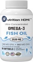 Triple Strength Omega 3 Fish Oil 3000 mg EPA & DHA, 2520mg Omega 3 Fedtsyrer 1440mg EPA + 960mg DHA Bedste Væsentlige Fedtsyrer Premium Burpless Softgel Kosttilskud (90)