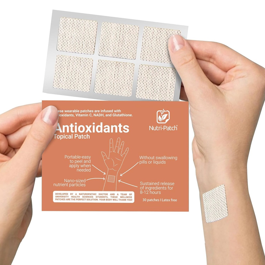 NUTRI- PATCH Antioxidanter Topical Patch, Infunded with Vitamin C, Glutathion, Coenzym Q10, NAC, 30 Count