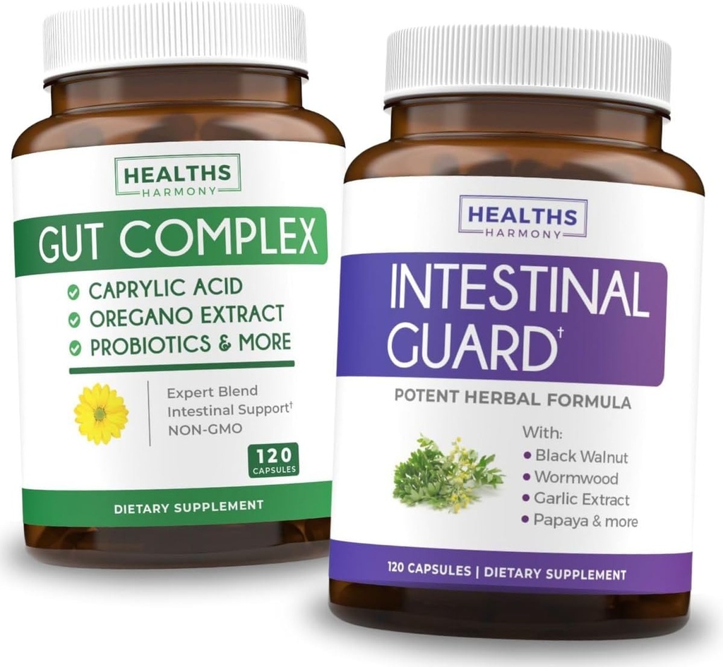 Intestinal Guard & Gut Complex (2 - Måned Supply) Gut Guard Combo - Intestinal Guard (120 Kapsler) Potent Natural Formel & Gut Complex (120 Kapsler) Natural Candida Support - All- in- one Support
