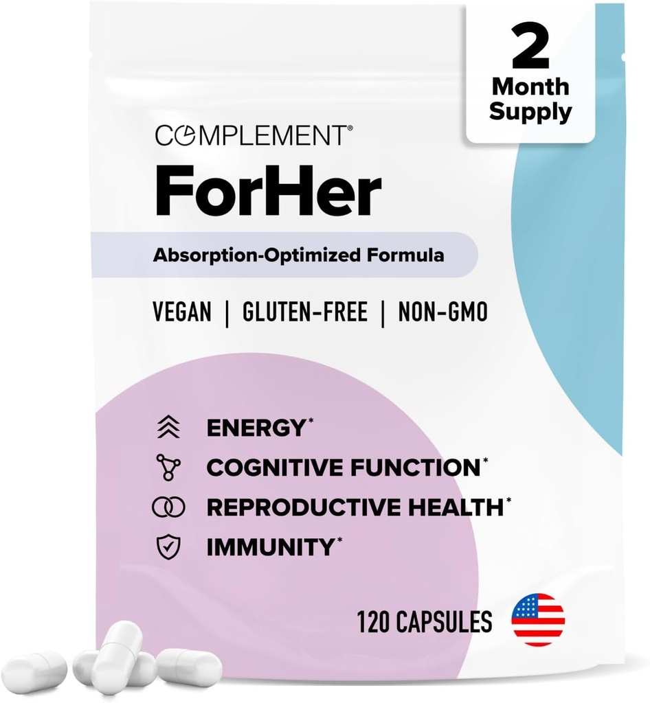 Supplement ForHer Multivitamin - Hormonbalance for kvinder (60 Servering) Inositol Supplement, Longevity Support - B9, Jern - 120 Kapsler