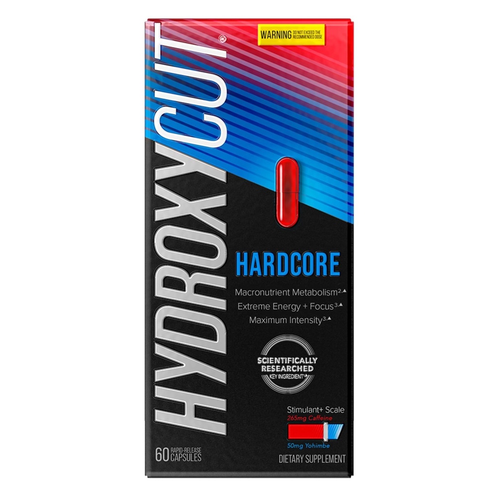 Hydroxycut Hardcore - 60 Rapid- Release Kapsler - Termogene kaloriebrænd, ekstrem energi + fokus, maksimal intensitet - for kvinder og mænd