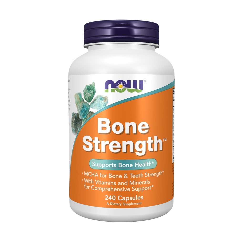 Now Foods Supplements, Bone Strength ™ med mikrokrystallinsk Hydroxyapatit (MCHA), Magnesium og Vitamin C, D og K, 240 kapsler