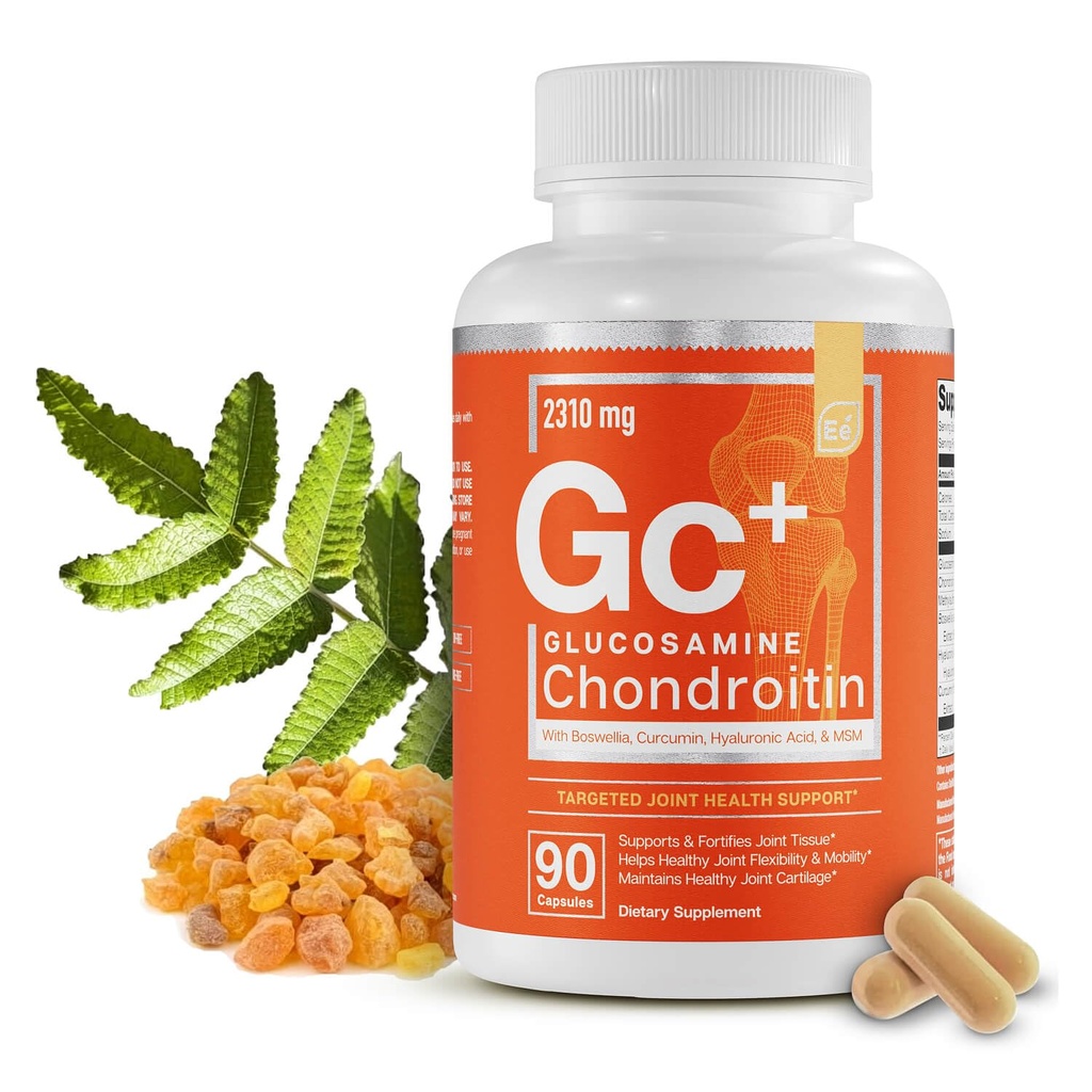 Væsentlige elementer Glucosamin Chondroitin MSM Boswellia Serrata Hyaluronic Acid Supplement fælles støtte Antioxidant Supplement for fleksibilitet - 90 kapsler