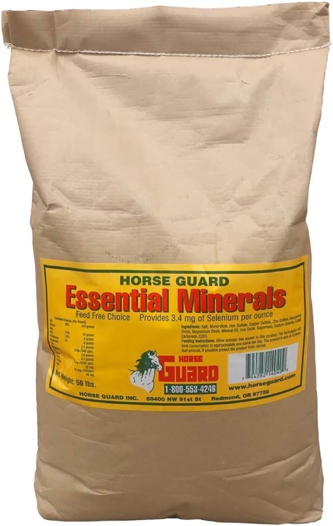 Essential Minerals 50 lb, Free Choice Mineral Supplement med Selenium, Vitamin & Minerals
