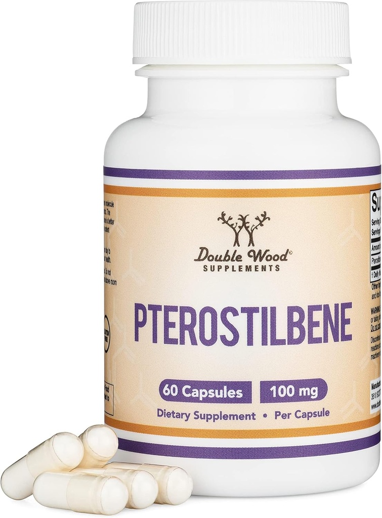 Pterostilbene Supplement 100mg kapsler (tredjepartstestede) 60 kapsler, Superior to Resveratrol, Antioxidant for Longevity Support (Non- GMO, Gluten Free) af Double Wood