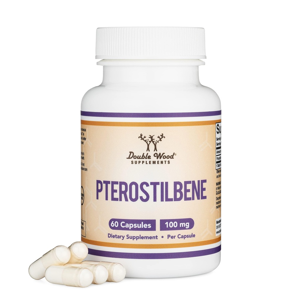 Pterostilbene Supplement 100mg kapsler (tredjepartstestede) 60 kapsler, Superior to Resveratrol, Antioxidant for Longevity Support (Non- GMO, Gluten Free) af Double Wood