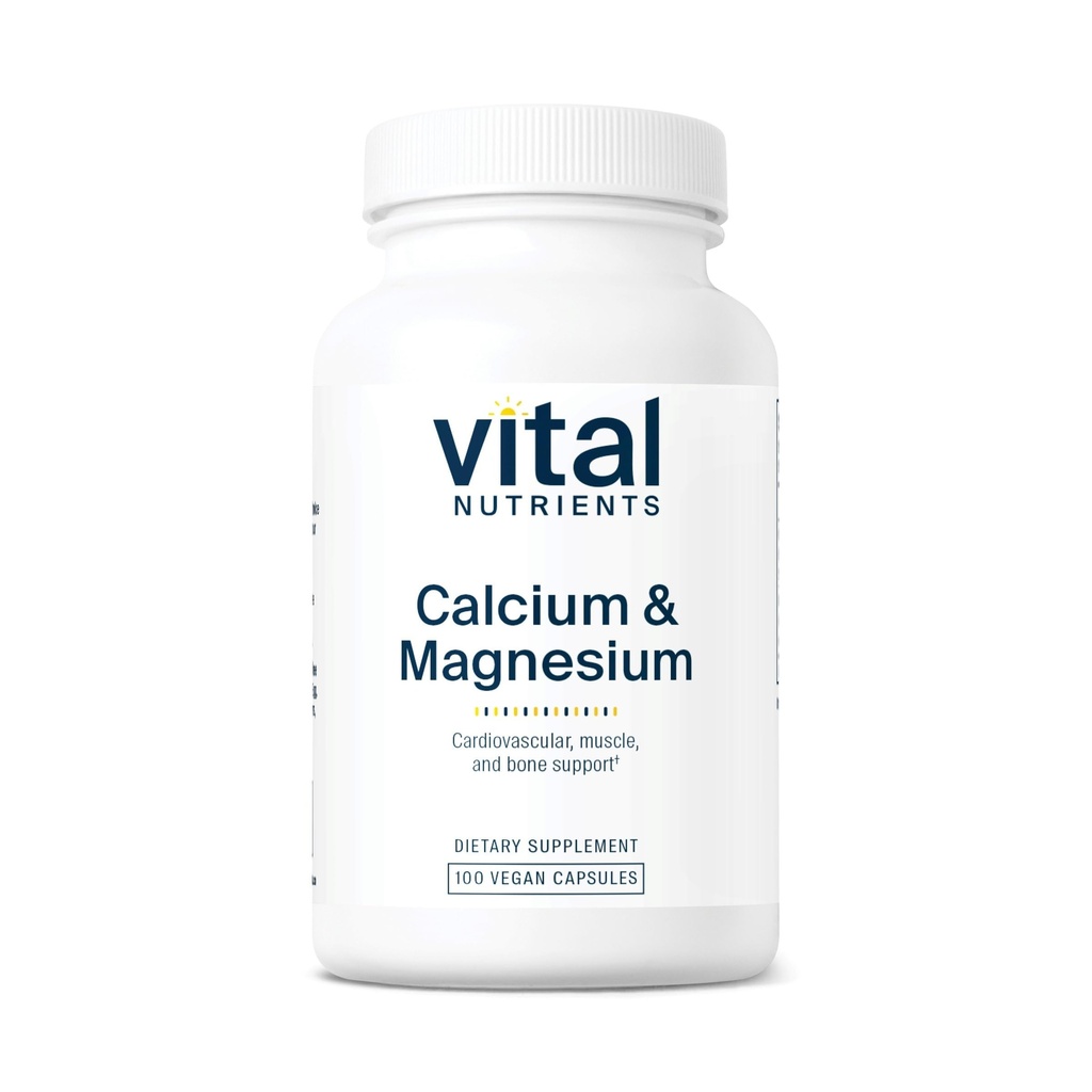 Vital Nutrients Calcium & Magnesium- 124; Vegansk Calciumsupplement med Magnesium- 124; Support Bone Strength, Muscle, and Heart Health *