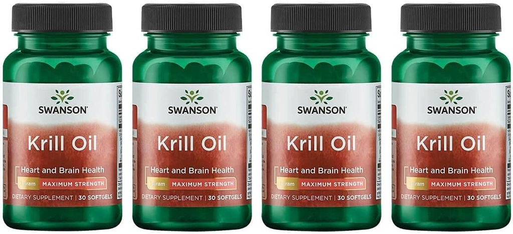 Swanson EFAs- Krill Oil - Maksimal styrke - 1 g, 30 Softgel (4 Pack)