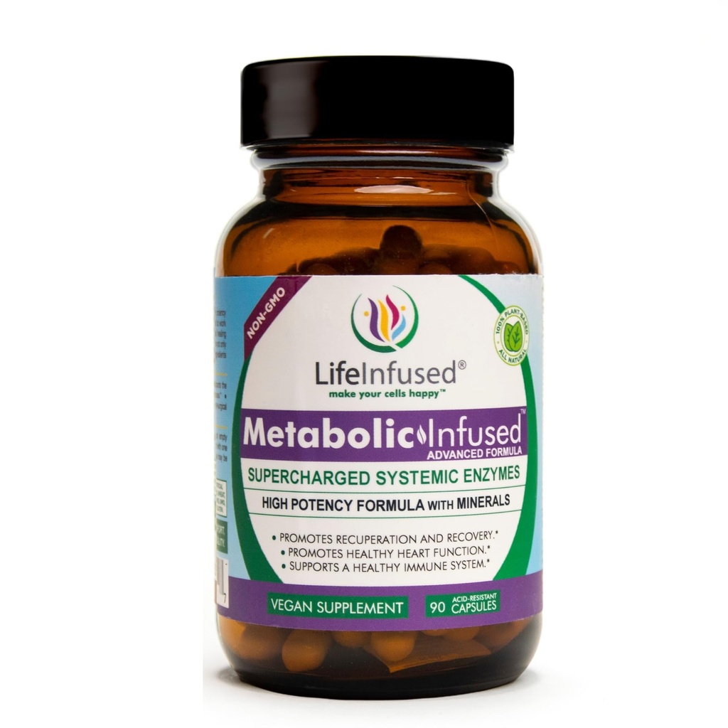 Life Infunded Metabolic Infunded - Blanding af Premium 11 Systemiske enzymer & 72 Key Minerals for Optimal Bodily funktioner og sundt immunsystem - Vegan Godkendt - 90 Servering