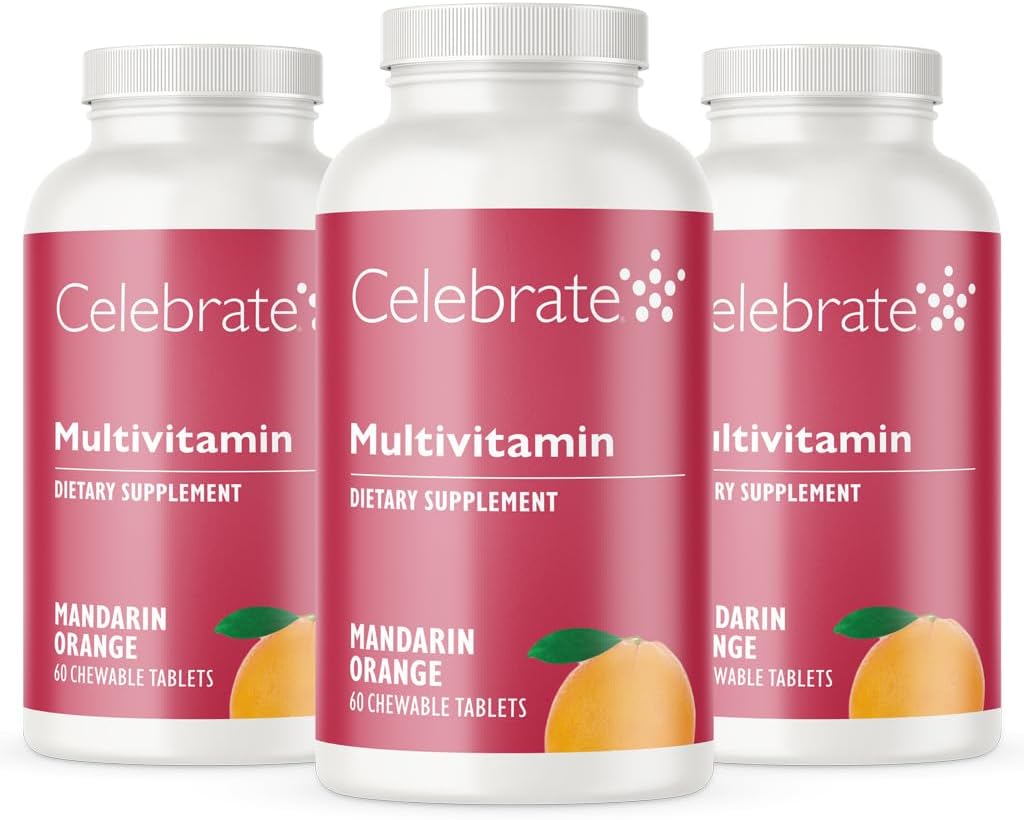 Celebrate Vitamins Bariatric Multivitamin Chewable, Iron Free - Post Gastric Bypass & Sleeve Gastrectomy Supplement for Men & Women - Essential Minerals & Vitamin A, B, D & E - Orange (180 Tablets)