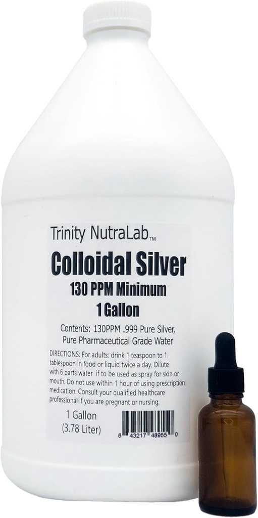 130PPM kolloid sølv (1 Gallon). Certificeret Lab Testet, 100% Pure & Natural. Intet tilføjet.