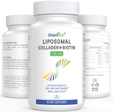 Liposomal Hydrolyseret Collagen Peptider 1700mg og Biotin 10000mcg Kosttilskud til kvinder, Mænd, Høj Absorption, E-vitamin, C og Zink kapsler til hud, hårvækst, fælles og negle, 60 Softgel