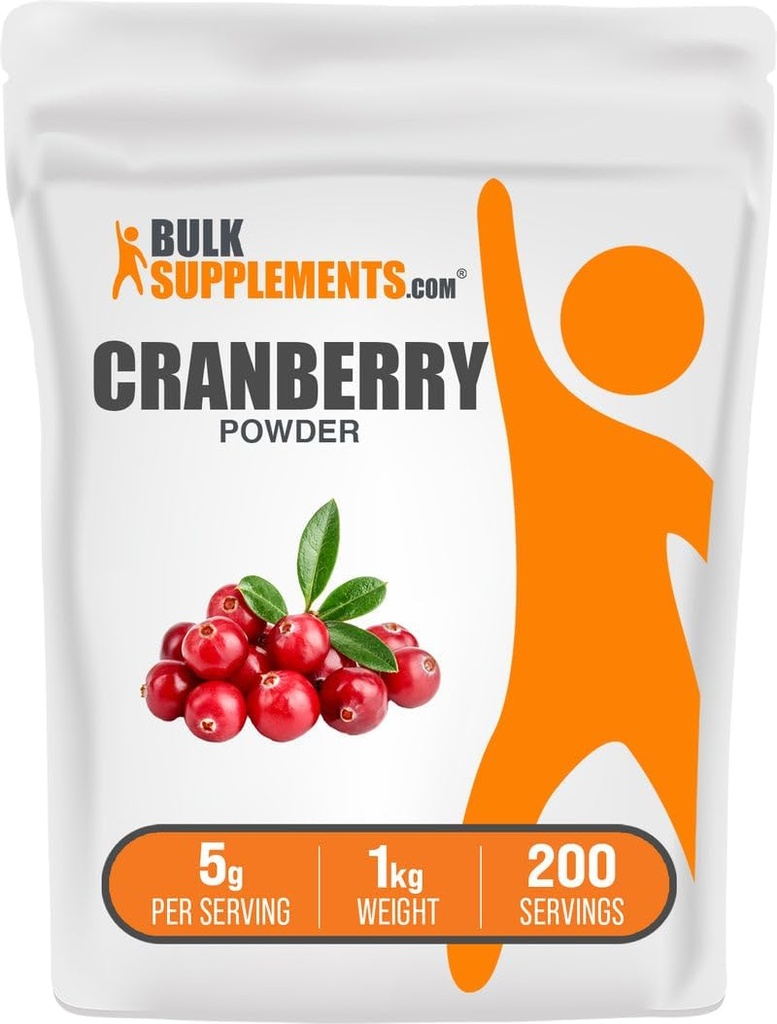 BulkSupplements.com Cranberry Powder - Cranberry Kosttilskud til kvinder og mænd, Air Tørrede Cranberries - Usødet & Gluten Free, 5g per servering, 1kg (2,2 lbs) (Pack of 1)