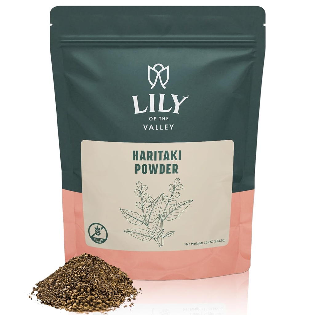 Lily of the Valley Haritaki Powder - Terminalia Chebula - Sourced from India - An Ayurvedic Herb - 100% Natural & No Added Preservating - Vegan & Gluten- Free (16oz, 453g) - Pakke Maj Vary