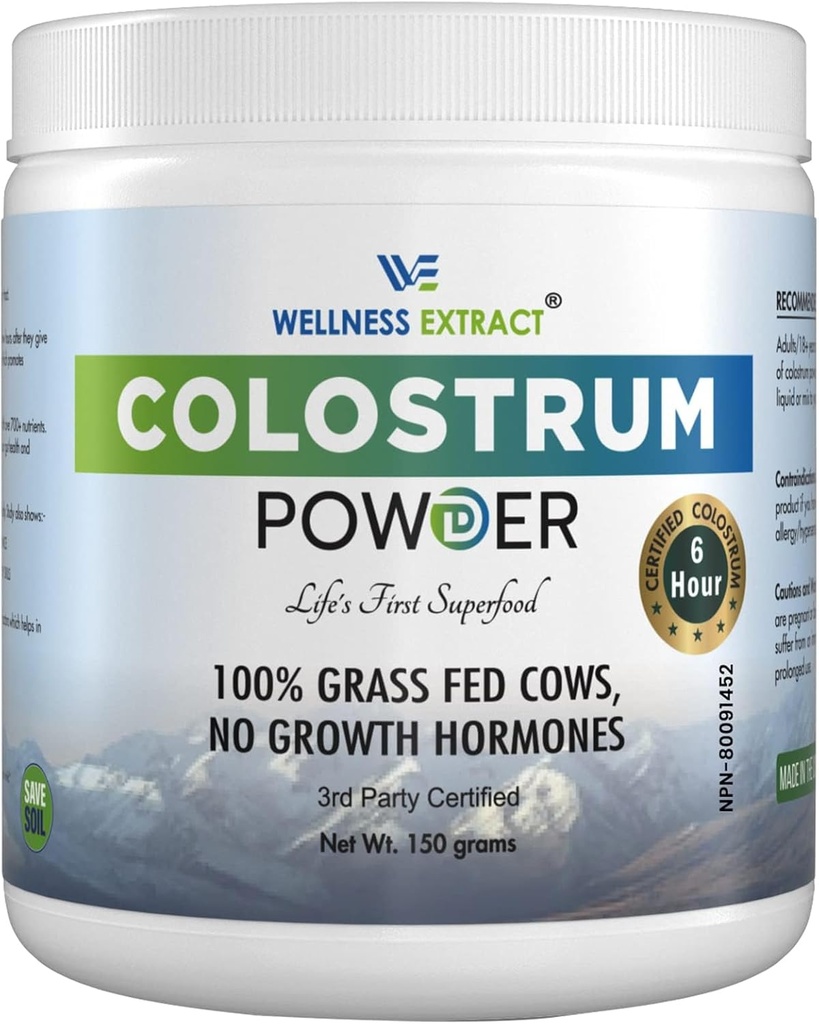 WELLENess EXSTT Bovine Colostrum Powder Rich in Protein & Lactoferrin - The True Certified Supplement for immunforsvar, Gut Health, Muskelvækst - 150g