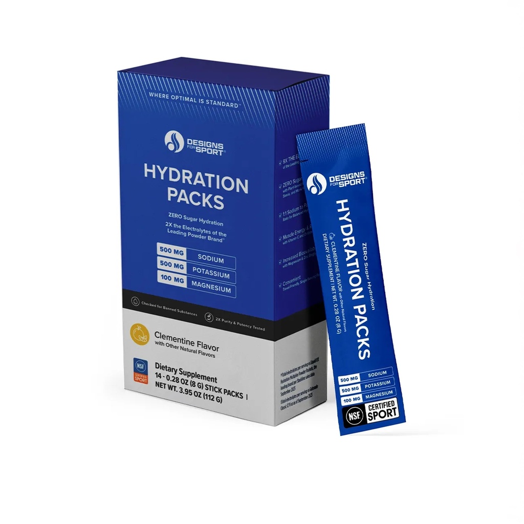 Design til Sport Hydration Packs - Zero Sugar Electrolyte Drink Mix - Med D-Ribose, Essential Minerals & Vitamin C - NSF Certified Sport - Atletisk Hydration Powder - Clementine Flavor - 14 Pakker