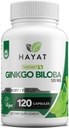 HAYAT Vitaminer Vegan Ginkgo Biloba - Extra Strength 500 MG per servering, Understøtter Brain Function & Memory Support, Certified Halal, 120 Kapsler, Made in The USA