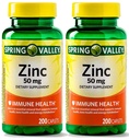 Spring Valley - Zink 50 mg, 200 Ct 2 Pack Zink supplement Spring Valley supplement er velegnet til daglig indtagelse.