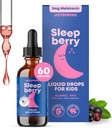 JoySpring Sleepberry Kids Melatonin 3 mg - Flydende sovemiddel med L Theanine, High Absorption Berry Drops (2 fl oz) 60 Servering, Børns Melatonin med D-vitamin Kids Rejser Essentials