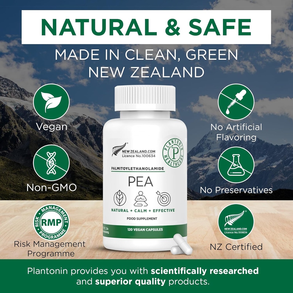 Palmitoylethanolamid Pea Supplement 600mg - Mikronised Pea Supplements 99% - 2 Months Supply - Advanced Natural Support for Joint Comfort