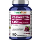 NusaPure Resveratrol & Polyphenol Complex 1450mg 180 Vegetariske Caps (non-GMO, Vegan) C-vitamin