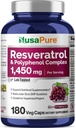 NusaPure Resveratrol & Polyphenol Complex 1450mg 180 Vegetariske Caps (non-GMO, Vegan) C-vitamin