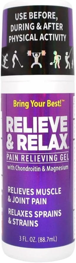 Relieve & Relax Pain Relief Roll On - Extra Strength, Fast Action, Mess- Free Topical Analygesic - Soothe Sore Muscle & Joint, Back, Knæ, Foot, Hand Pain Relief - HSA / FSA Egnet - 3 Fl. Oz, 1-Pack