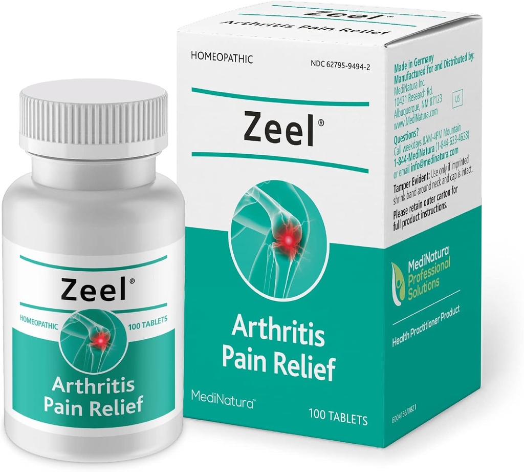 MediNatura Zeel Homøopatisk Support Hjælper lindring af smerte og stivhed omkring Joints - Arnica + 14 aktive naturlige ingredienser - 100 tabletter