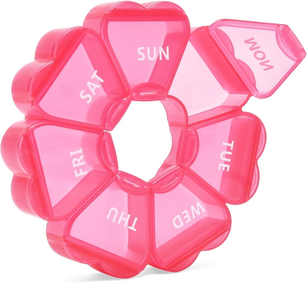 Pink Weekly Pill Organizer, Pill Box 7 dage, Daglig Vitamin sag med stor kapacitet kompartmenter, piller beholdere til fisk olie medicin og andre kosttilskud