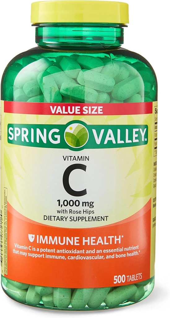 jogi Vitamin C with Rose HIPS Tablets Dietary Supplement Value Size, 1,000 mg,1,000 mg of Vitamin C and 8 mg of Rose HIPS per Tablet 500 Count