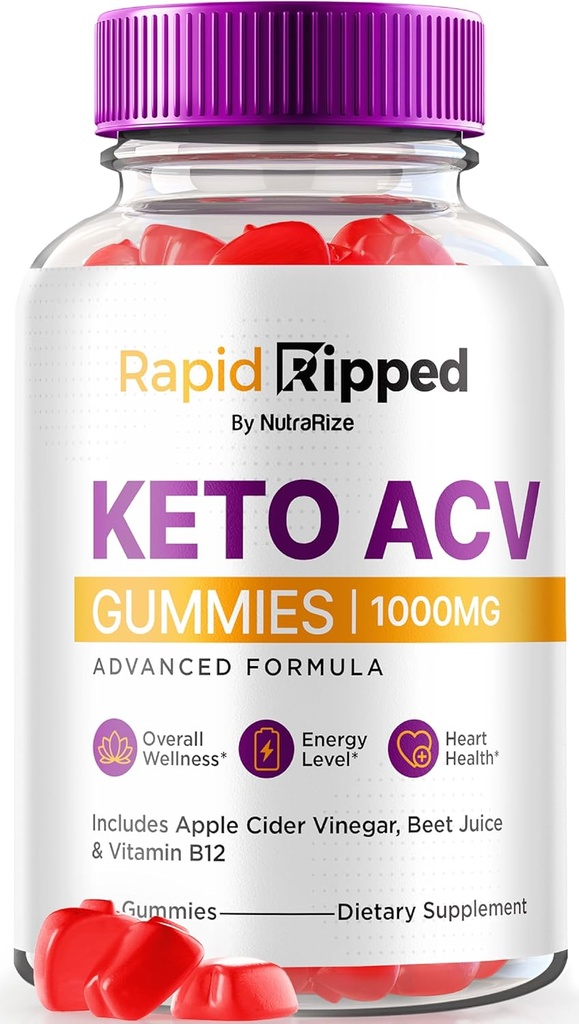 NutraRize Rapid Ripped Keto ACV Gummies, Keto + ACV 1000 MG, All Natural Apple Cider Vinegar Gummy Pills, Maximum Strength Keto Vitamins Plus ACV, Reviews (60 Gummies)