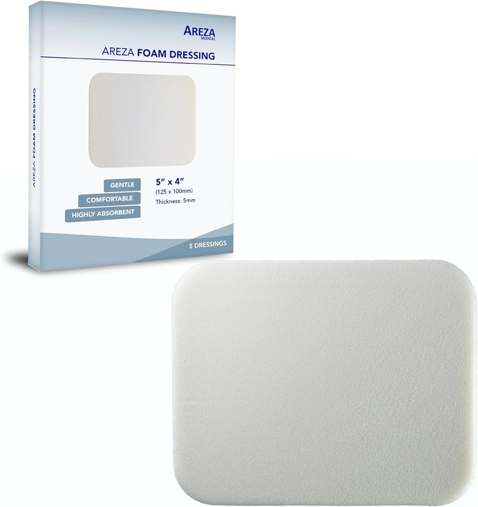 Areza Medical - Skumsår Klædning - Polyurethan - Steril - 5 "x 4" (12,5 cm x 10 cm) - 5 PCS