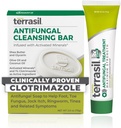 Terrasil Antifungal Treatment (2- Product Kit 14g Tube + 75g Sæbe bar) Antifungal Cream med clotrimazol og naturlige ingredienser, Relief for Ringorm, Jock Itch, Atleter Foot, Fungal Yeast Infektion