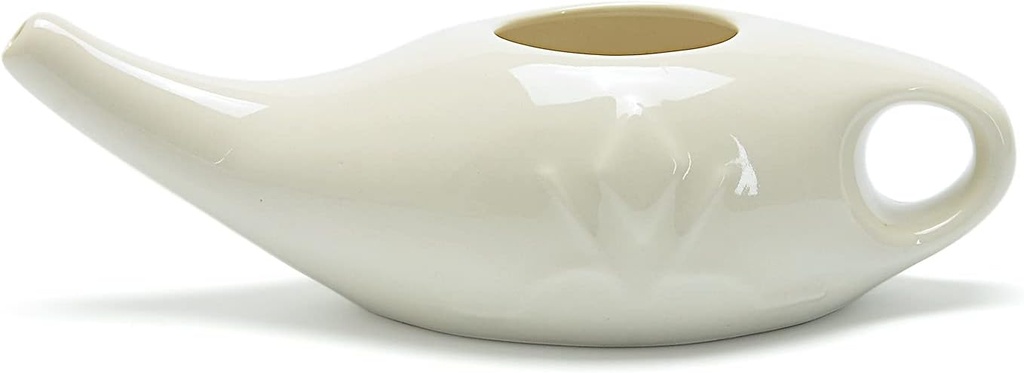 Ceramic Neti Pot for Nasal Sinus Cleansing Wash Irrigation Relief - Microwave and Dishwasher Safe - Petite