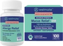 WELMATE Total Respiratory Health Bundle: Allergy Relief Fexofenadine HCl 60mg (100 Ct) 12- timers non- Drowsy Antihistamin + maksimal styrke Mucus Relief DM 1200mg Guaifenesin & 60mg DXM (100 Ct)