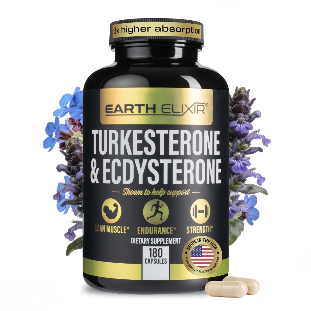 Turkesterone & Ecdysterone - Natural Testosteron Support, 21- 1- High Potence Turkesterone Supplement for mænd og kvinder med 95% Beta Ecdysterone - Styrke, Energi og Vitality - 180 kapsler