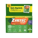 Zyrtec 24 timers Allergi Relief tabletter, Antihistamin Indendørs & Udendørs Anti Allergi Medicin + Cetirizine HCl, Relief from Runny Nose, Nysen, & Itchy Eyes, Single Packs, 14 x 1 kt Pakninger