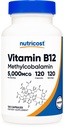 Nutricost Vitamin B12 (Methylcobalamin) 5000mcg, 120 Kapsler - Vegetariske Caps, Non- GMO, Gluten Free B12 Supplement