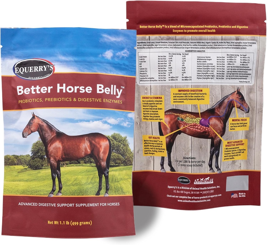 EQUERRY 'S Better Horse Belly - Horse Supplement med Gut Support Note 124; Horse Probiotika med Prebiotics og fordøjelsesenzymer