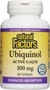 Naturlige faktorer Ubiquinol 100 mg - Understøtter hjerte sundhed & naturlige vitalitet - Antioxidant Support Supplement med Superior Absorption - Energistøtte med Flaxseed Oil - 60 Softgels (60 Servere)