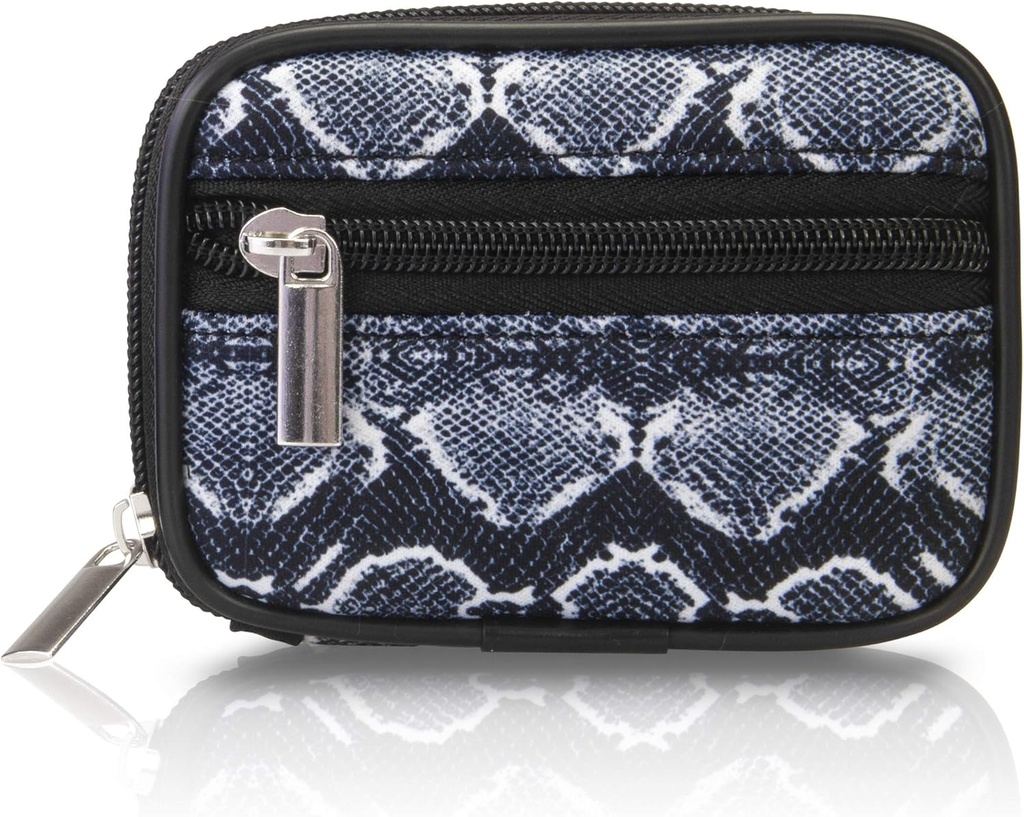 Lavet let Kit Pill Case - Medicin Organizer Box med Aftagelig Sevent- Day Vitamin & tillæg - Compact Travel Ready Dispenser i Pouch Holder med lynlås Pocket (Snake Skin)
