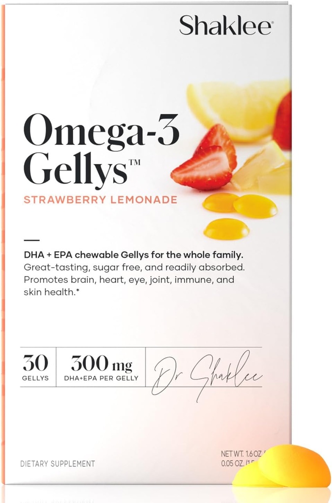 Shaklee - Omega-3 Gellys ™ - Jordbær Lemonade Gummies - 30 Gellys