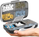 Travel Pill Organizer - Airtight Medicine Case for Traveling Portable Pharmacy Box med etiketter Vitamin Container 8 Segment supplement Medication Holder Stor kapacitet dagligt (sort)