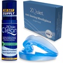 ZQuiet Anti- snork Mouthpiece Solution - Comfort Størrelse # 1 (enkelt enhed) + Renere (1,5 oz flaske) - Lavet i USA snorken løsning til en bedre nattesøvn (blå)