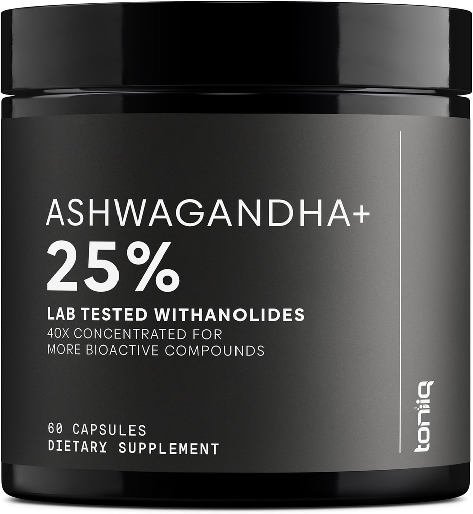 Ashwagandha - Ultra High Potency 40: 1 Uddrag med 25% Hitanolides - Wild Harfted in India - Højt koncentreret & Third- Party Lab Testet - 60 kapsler