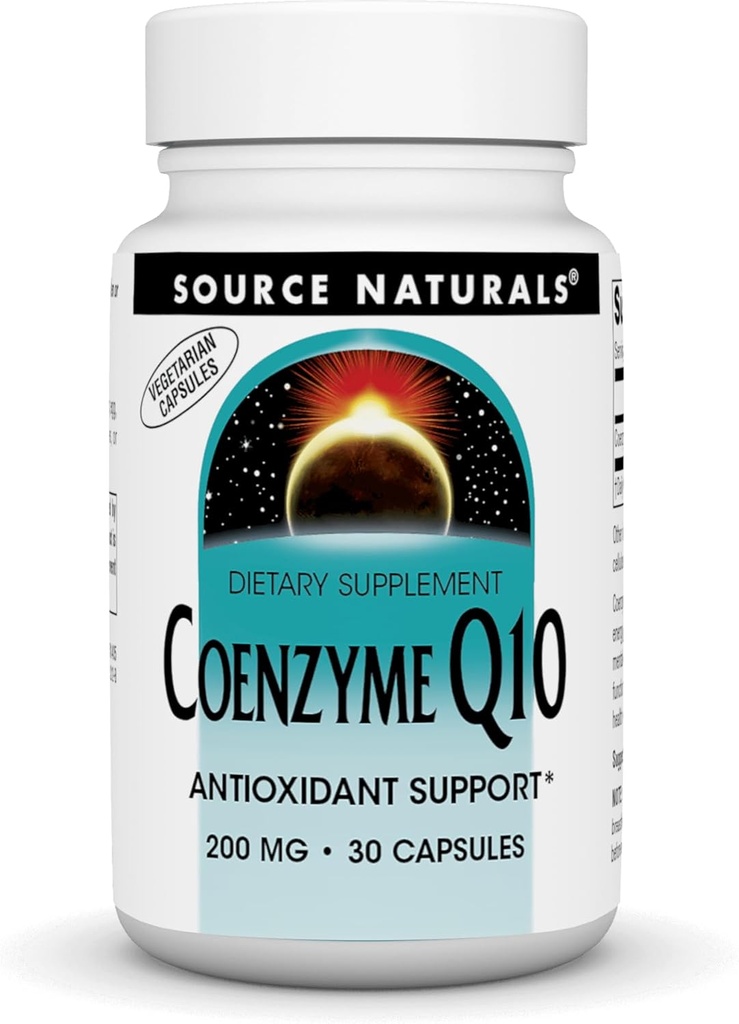 Source Naturals Coenzym Q10, Antioxidant Support * til energiproduktion, Heart Function Support, Antioxidant Protection and Sund Gums, 200 mg - 30 Vegetariske kapsler